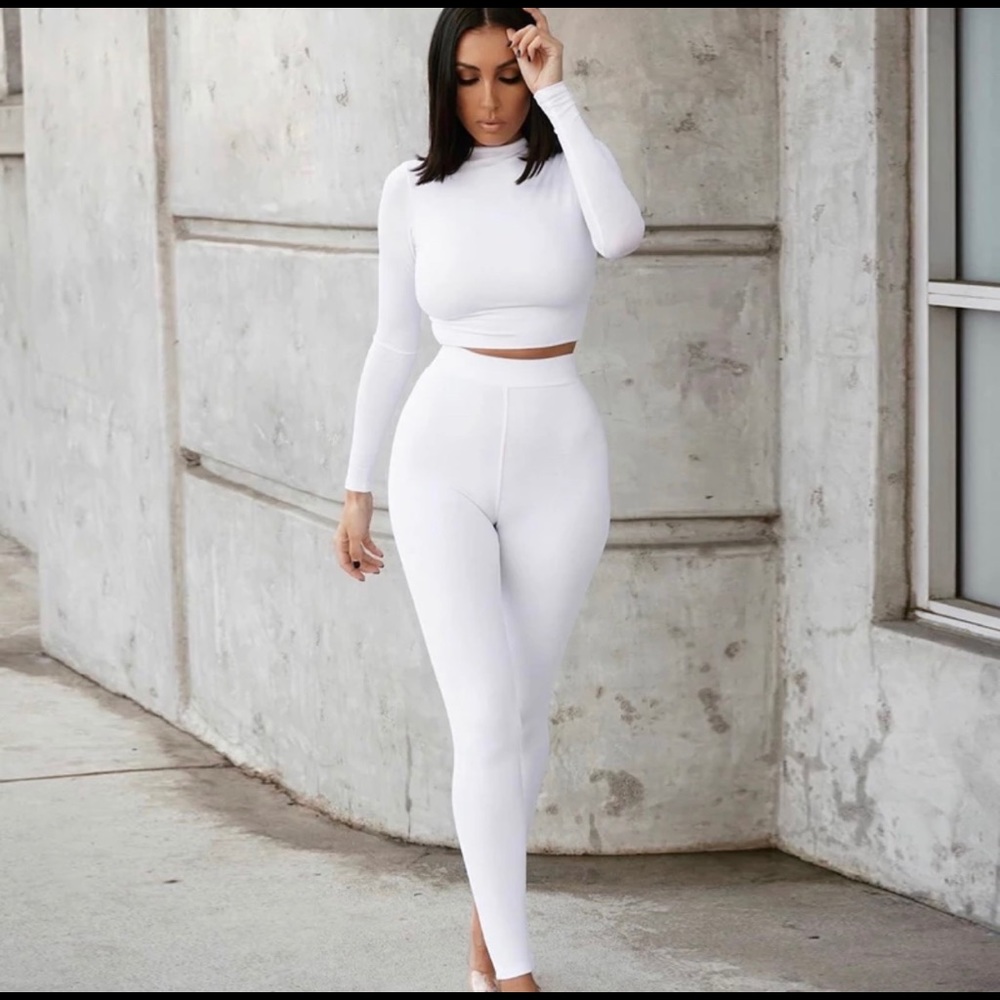 Elastic workout suit gym two pieces long sleeve